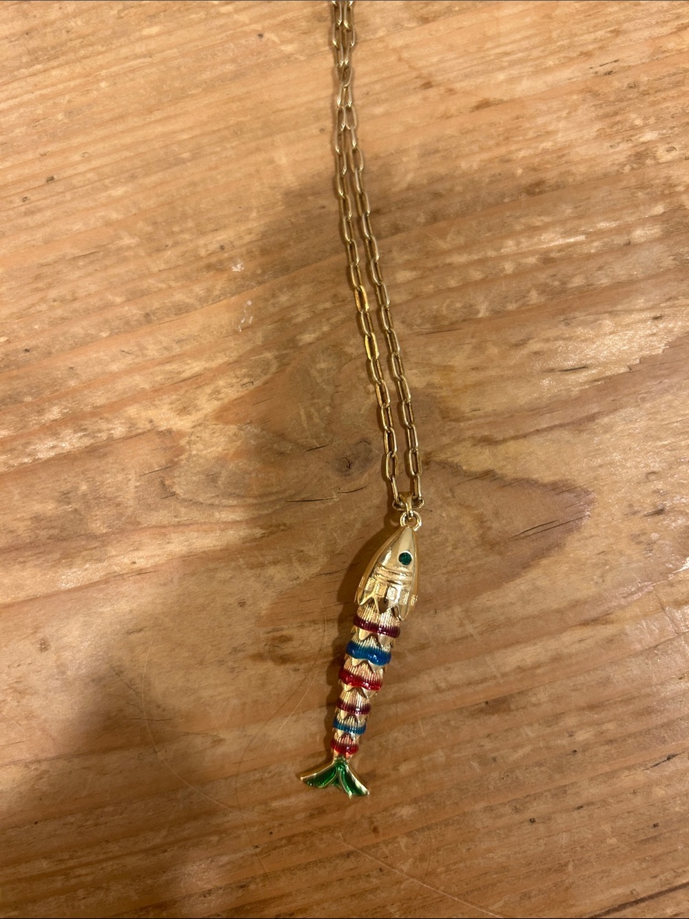 Gold Tone Multicolor Fish Pendant Necklace - Women Jewelry